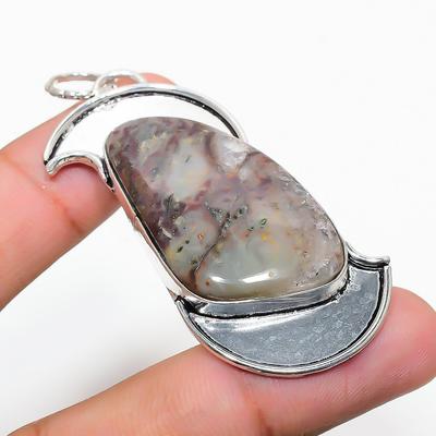 Natürlicher Lodolith-Quarz-Edelstein, 925er Sterlingsilber, Geschenkanhänger, 6,5 cm, n7m00