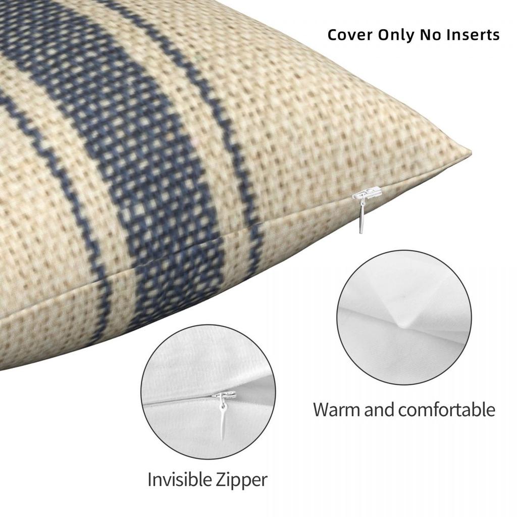 Federa Quadrata per Cuscino Sacco di Grano Vintage Fattoria Poliestere Lino Velluto Creativa Zip Decorata Federa per Cuscino Copricuscino per Stanza