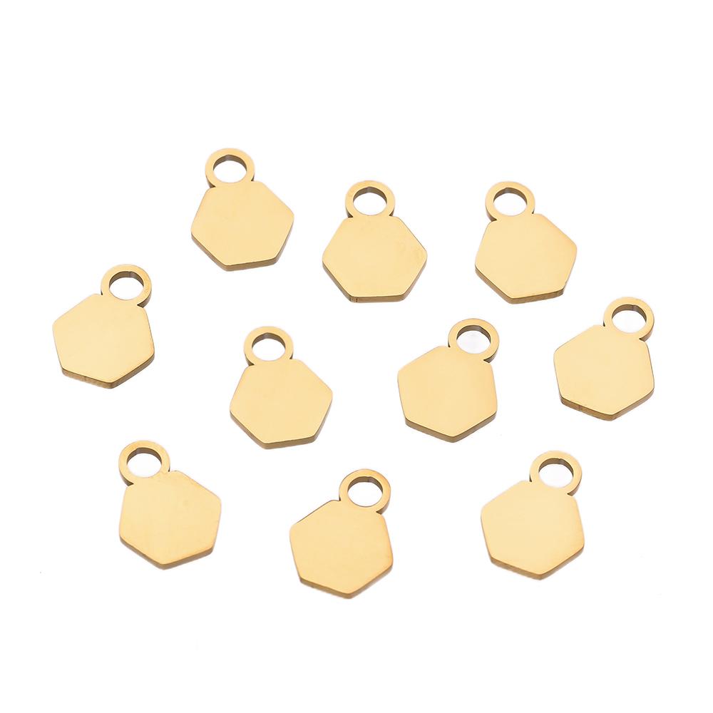 10/20Piece/Pack Stainless Steel Dog Tag Double Hole Hexagon Charms Pendants For DIY Necklace Jewelry Making Accessories