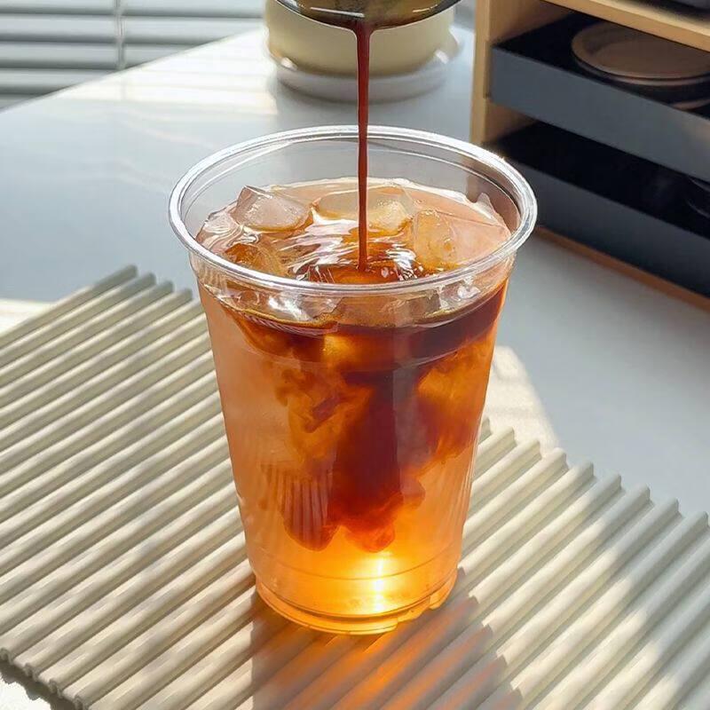 ZISIZ Disposable PET Cold Drink Cup with Lid