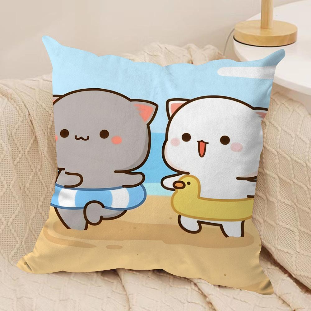 Sweet Cute PPeach Gomas Cushion Cover Silky Short Plush Invisible Zipper Dustproof Sofa Pillow Case For Home Decor