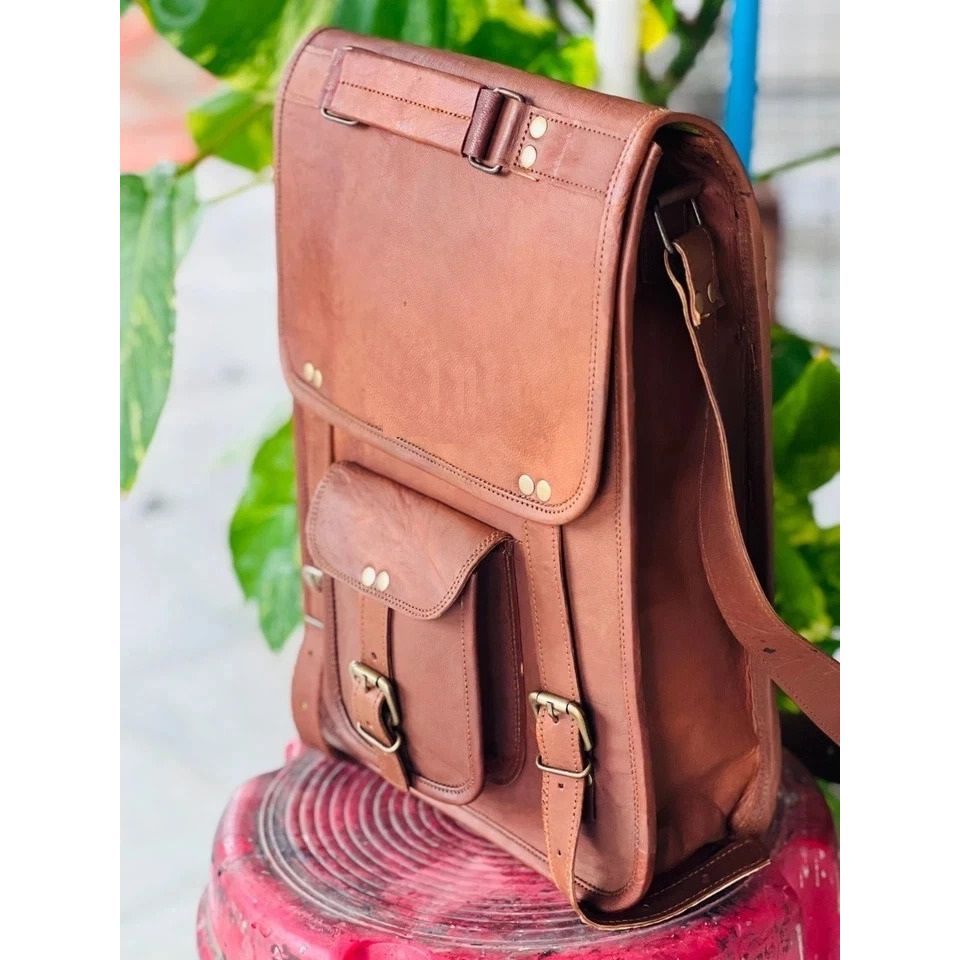 Safe Leather Vintage Laptop Messenger Bag Satchel Handmade Men's Genuine