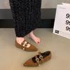 Retro niche rivet pointed Mary Jane women's shoes 2025 new inner height increase suede versatile commuter shoes women