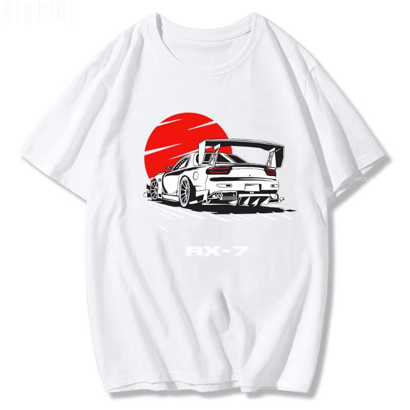 JDM T Shirt Car Drift RX7 Sundown Tops Male Manga Print Summer Casual Graphic Tee EU Size Japanese Style Unisex Harajuku