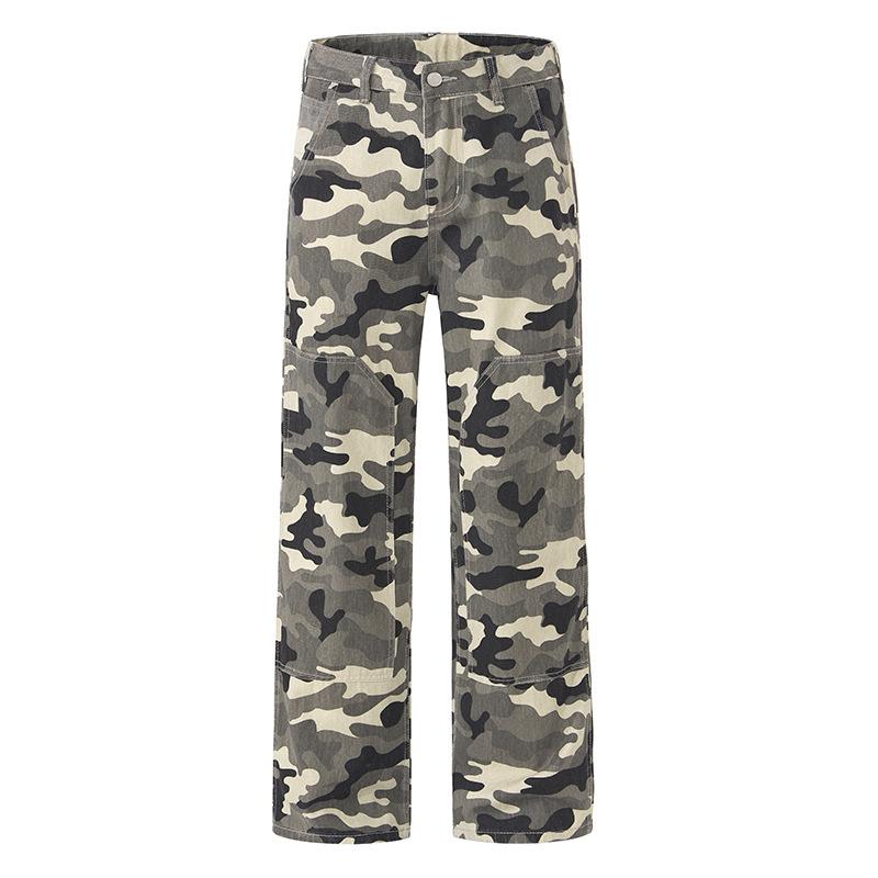 

Осень Новые Камуфляжные Комбинезоны Мужские Американский Хай Стрит Свободные Прямые Брюки Джинсы 2XL