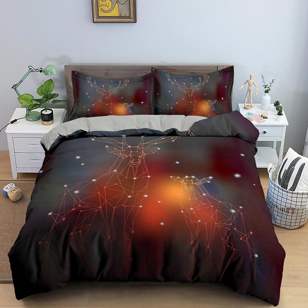 3D Galaxy King Queen Povlak na přikrývku Hvězdná obloha Ložní souprava Vesmír Povlak na přikrývku Vnější prostor Měkký 2/3ks Povlak na peřinu Tmavě modrá