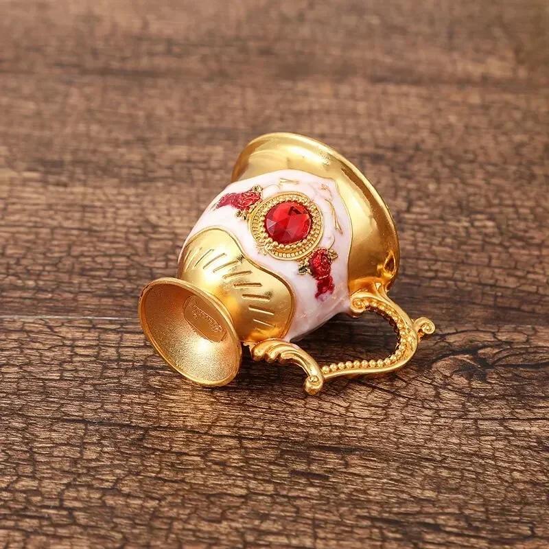 Fashion Creative Home Metal White Wine Cup Alloy Pattern Gems Decorated Classical Wine