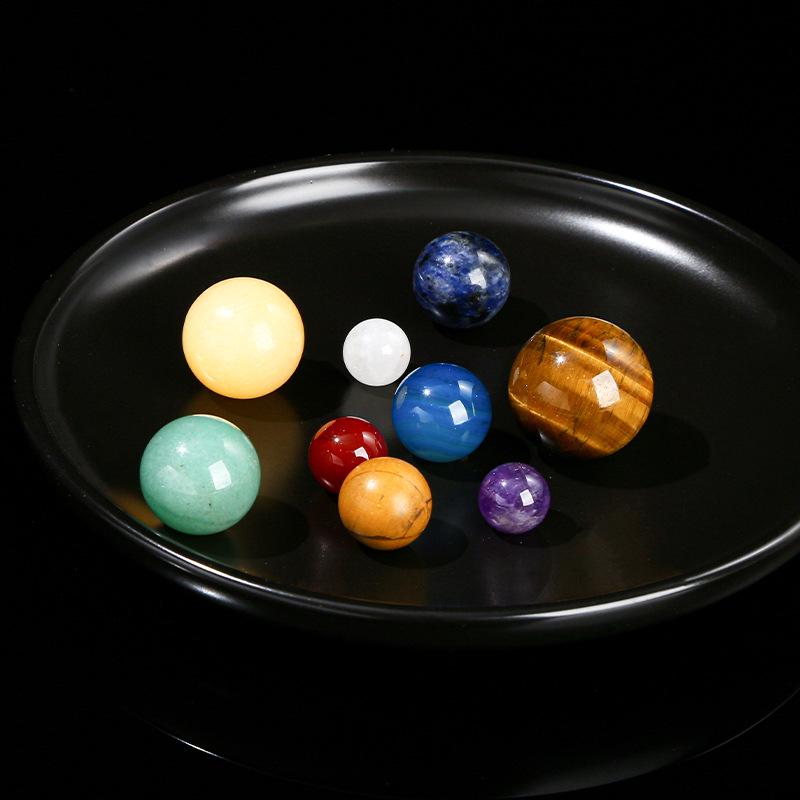 Jingde Piatră Naturală Cristal Sferă Set Sistem Solar: Specimen Mineral Nouă Planete Ornament de Birou.