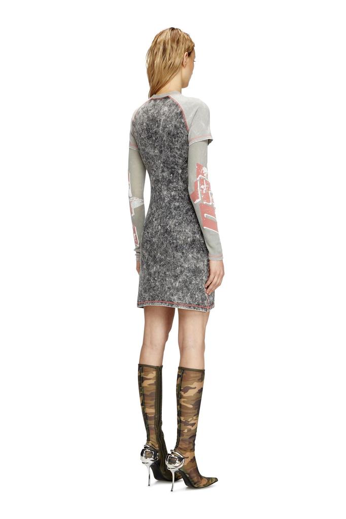 Diesel Mini Dress A166330SLBB L Black X Ivory 900A Women's D-BUXT-Q1