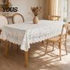 Non-slip Tablecloth White Lace Tablecloth, Square Scalloped Floral Doily, Elegant Vintage Home Decor Table Cover for Nightstand End Tea Party Durable