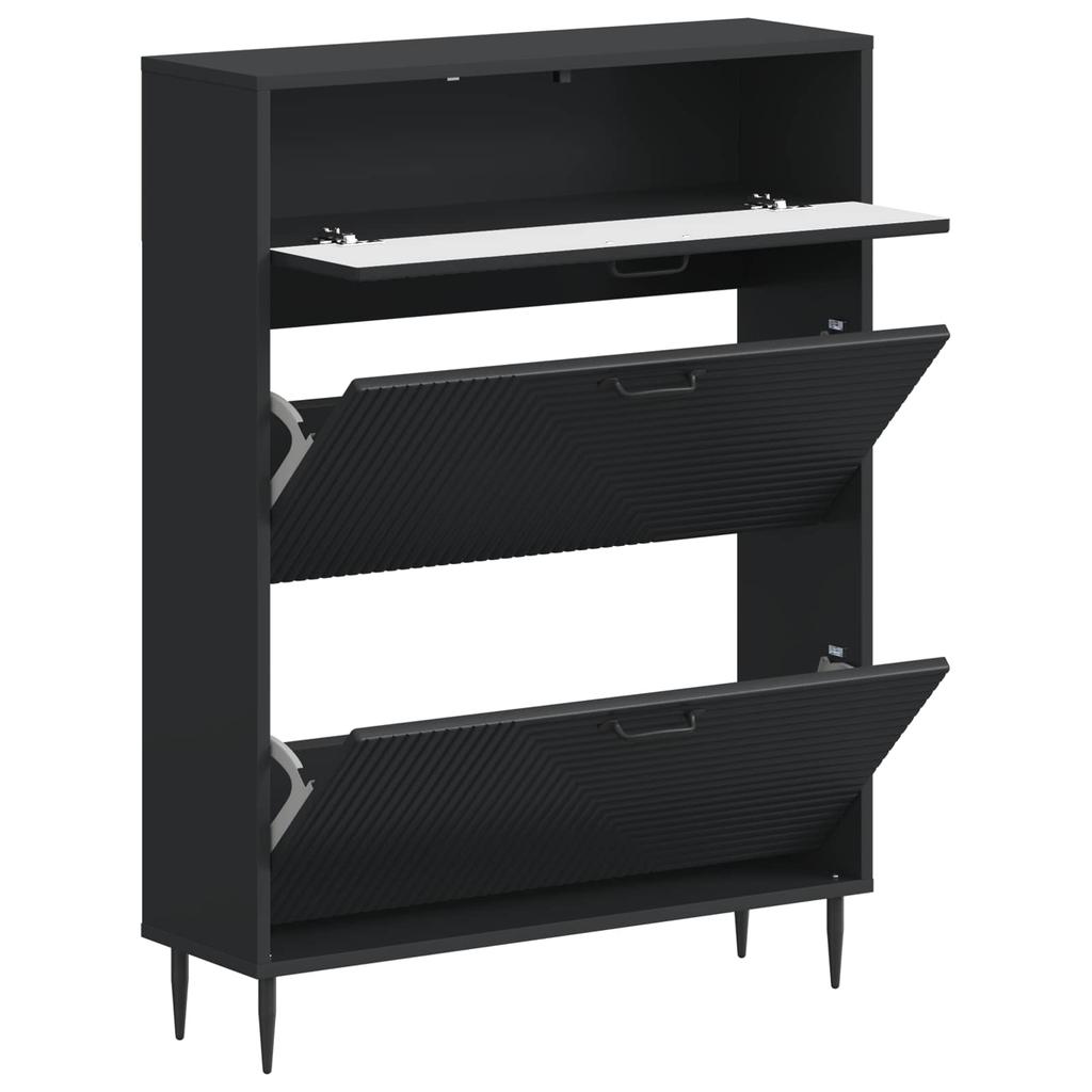 Shoe Cabinet HAARLEM 78 X 24 X 103 Cm Engineered Wood Black