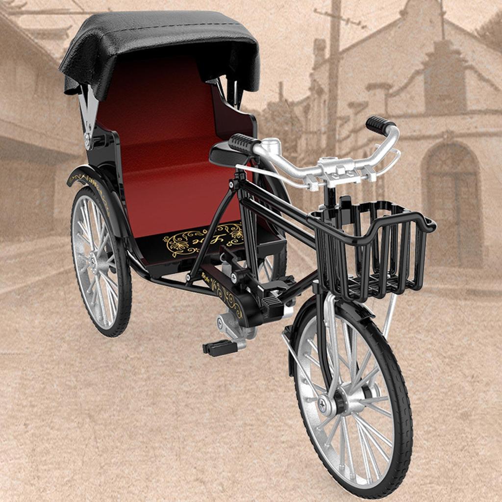 1/12 Scale Metal Tricycle Wheel Toy Collectible Model Scenery Retro Miniature Sculpture for Kids
