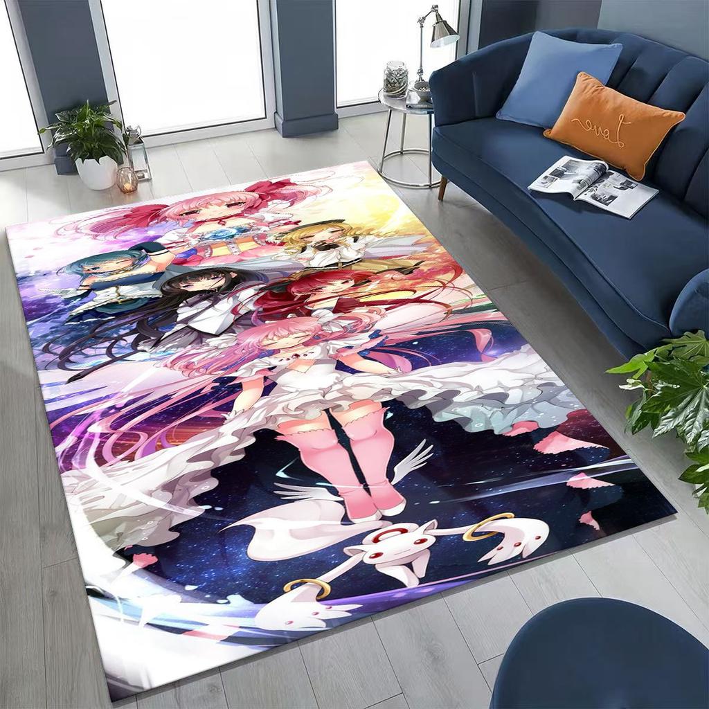 Cartoon Puella Magi Madoka Magica Girl Anime Rug for Bedroom Living Room Sofa Home Doormat Decor,Large Kids Non-slip Floor Mat