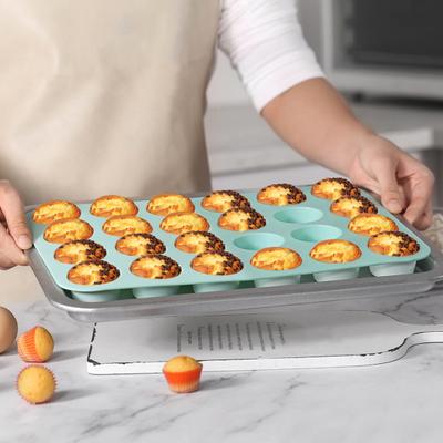 Silikon Muffinblech 24 Förmchen Antihaft Kuchenform zum Backen Mini