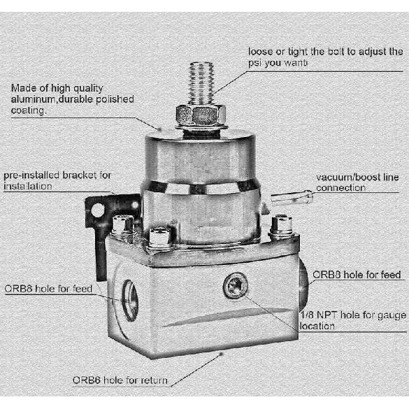 Universal Adjustable Fuel Pressure Regulator Guage Kit Oil Line 100PSI Guage Fpr AN6 Oil Hose Fitting EFI Engine Parts