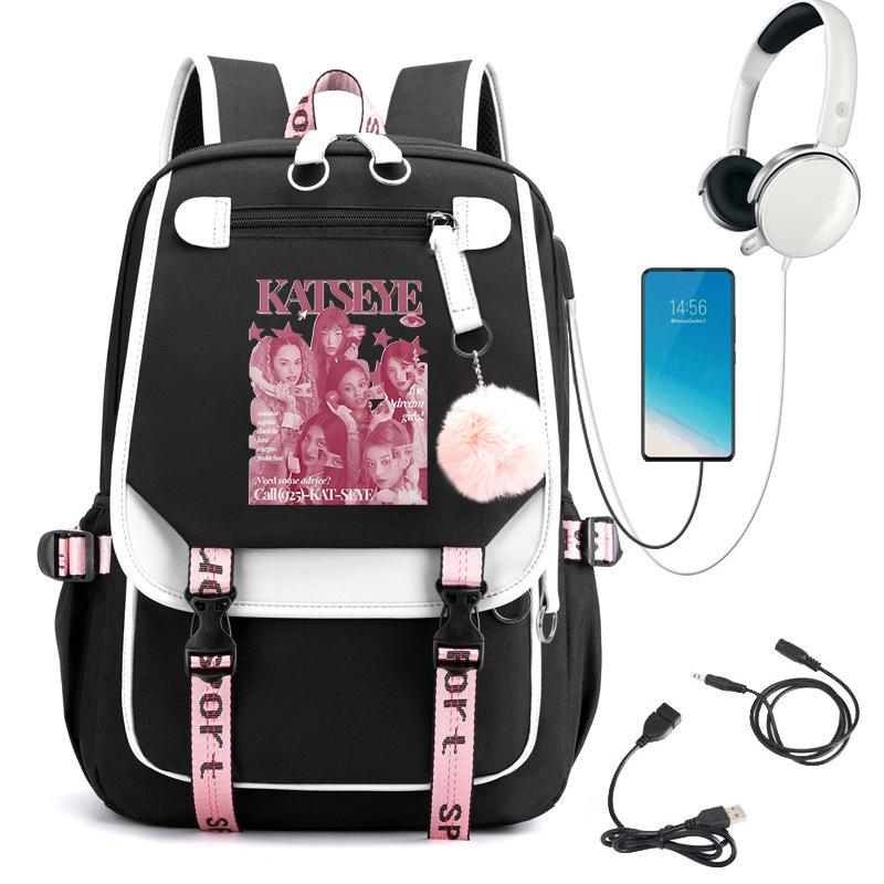 KATSEYE Campus Style Backpack Multifunctional Student Bookbag Large Capacity Lightweight Water-Resistant for School