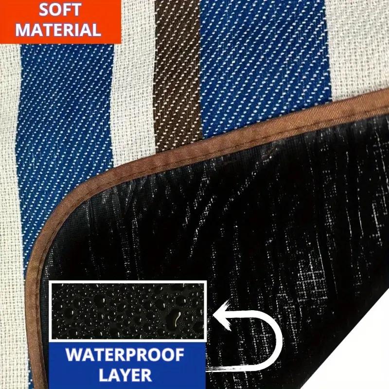 1pc Large Dual-Layer Nylon Picnic Blanket, Spring Summer Outdoor Handy Mat With Carry Handle, Ideal For Beach And Camping