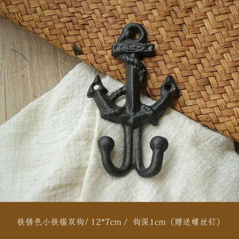 

Cast Iron Hooks Sailboats Retro Make Old Double Hook Wall Mounted Home Furnishings Garden Balcony Corridor Wall Hooks Decorate