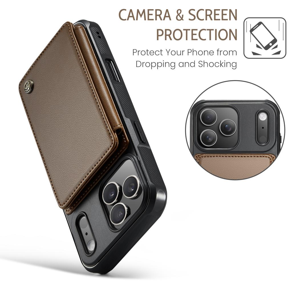Luxury Magnetic Flip Card Solt Leather Case For iPhone 17 Pro Max 16 Plus 15 Plus 14 13 12 11 Slim Stand Shockproof Bag Cover