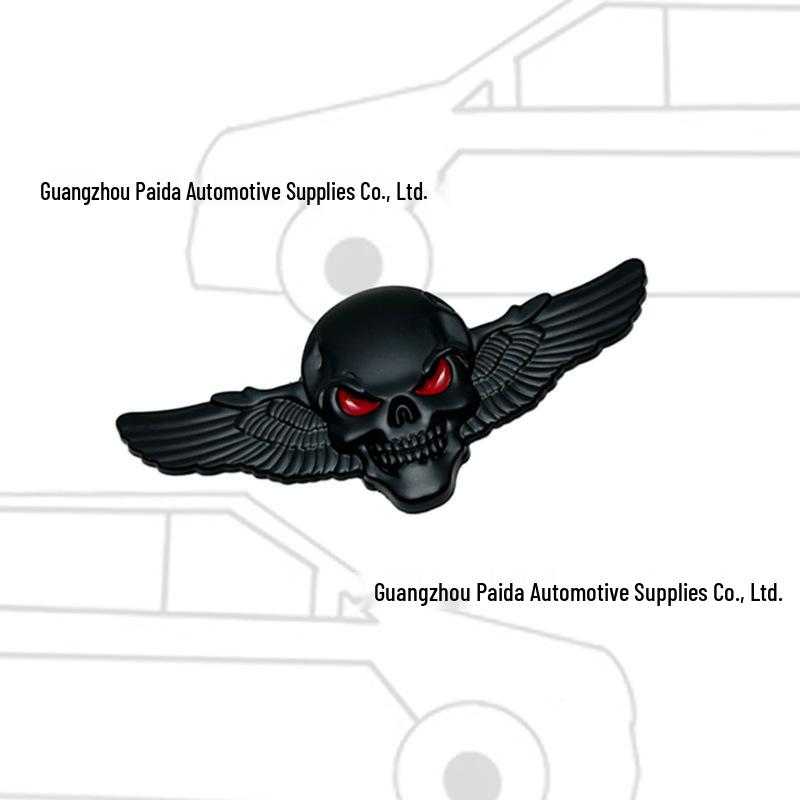 Oni Head Wings Skull Car Tail & Side Decal - Angel Wings Body Sticker
