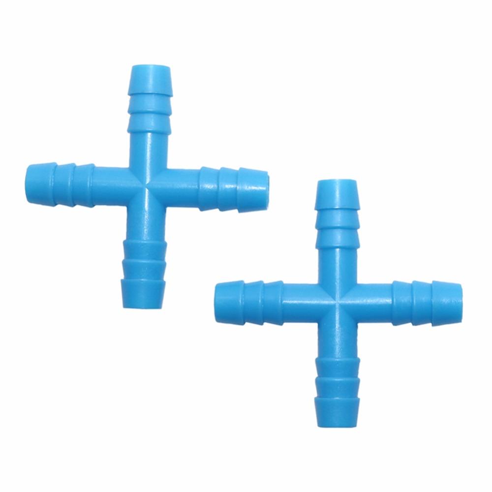 20 Stück 8mm 4-Wege-Kreuz-Barb-T-Verbinder Wasserverteiler Bewässerungsfitting für Gartenschlauch Gartenbewässerungssystem Gewächshaus