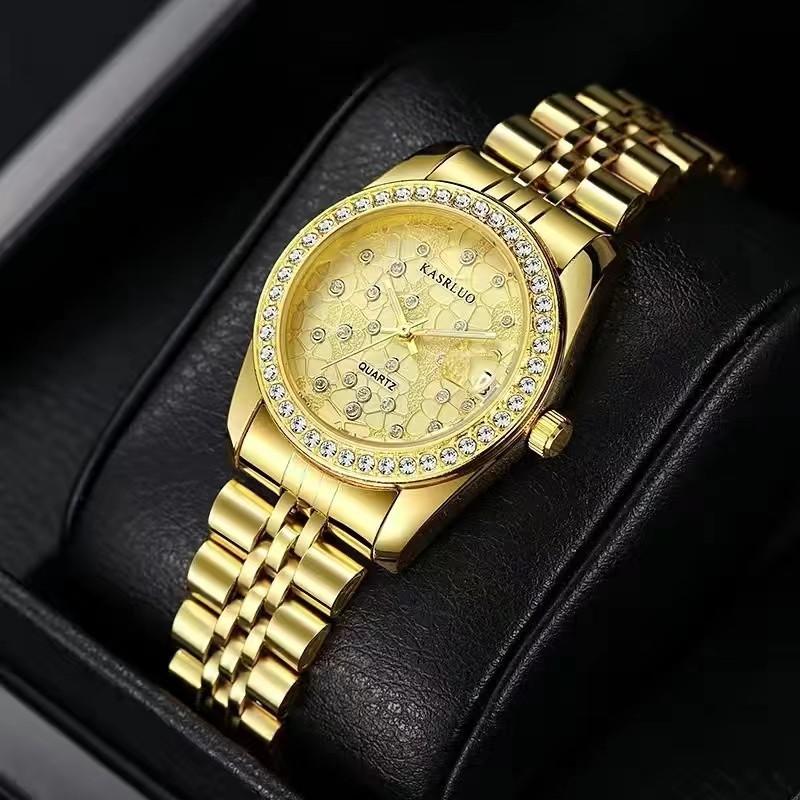 Casaro Classic Domestic Quartz Alloy Women S Watch New Fashion Calendar Pointer Diamond-Encrusted Women S Watch Luminous