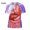Moda Nuovo Stampa di Organi Umani e Ossa T-shirt da Uomo Casual Maniche Corte Girocollo Harajuku Grande Confortevole