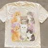 Retro Kittenshirt, Retro Bloemenkat T-shirt, Pastorale Stijl Cadeau T-shirt voor Kattenliefhebbers Esthetische Leuke Kleding, Harajuku Stijl