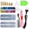 Hot Melt Glue Rhinestone Applicator Set with 12 Grids for DIY Clothing Décor and Flat Bottom Rhinestones