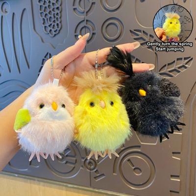 Portachiavi Ciondolo Portatile Pulcino Peluche Portachiavi con Giocattolo Rimbalzante a Orologeria Morbido