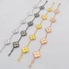 18K Rose Gold Double-Sided Four-Leaf Clover Carnelian Bracelet for Women