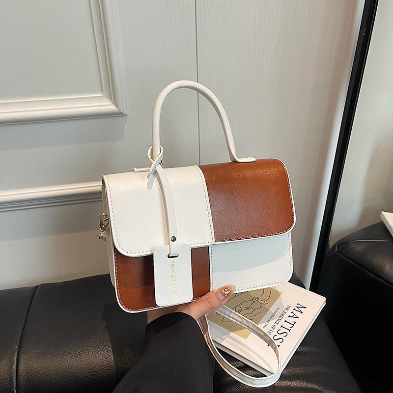 New Fashion Trend Niche Contrasting Color Design Portable Small Square Bag High Texture Shoulder Messenger Bag Fashion Women's Bag