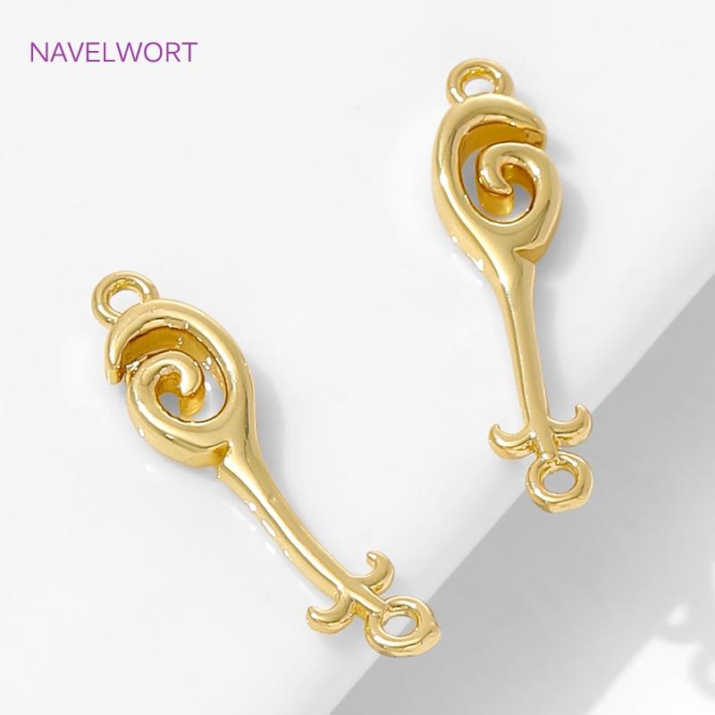 18K Gold Plated Vortex Design Connector Charms,Connectors For Jewelry,Double Hole Charms Connector,DIY Bracelets Making Findings
