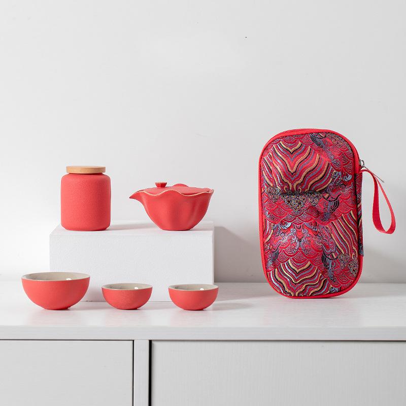 Portable Kung Fu Tea Set Outdoor Camping Tea Rabbit Kuaike Cup One Pot Two Cups Year Of The Rabbit Travel Tea Set