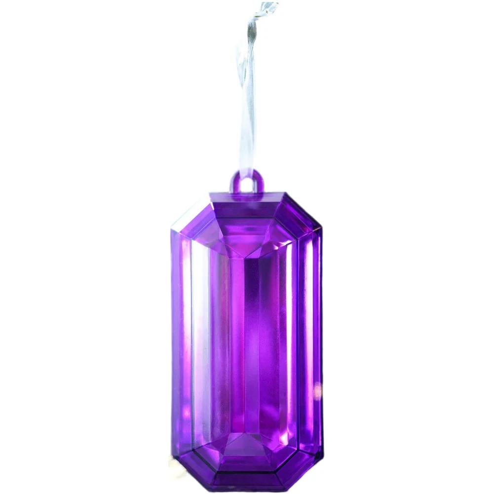1pc Plastic Christmas Tree Ornaments Square Gemstone Pendant Colorful Snowflake Xmas Hanging Tree Pendants Home Party Decor