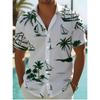 Men's Hawaiian Style Nautical Short Sleeve Shirt - Palm Tree & Sailboat Print Top For Vacation & Beach Outfits
