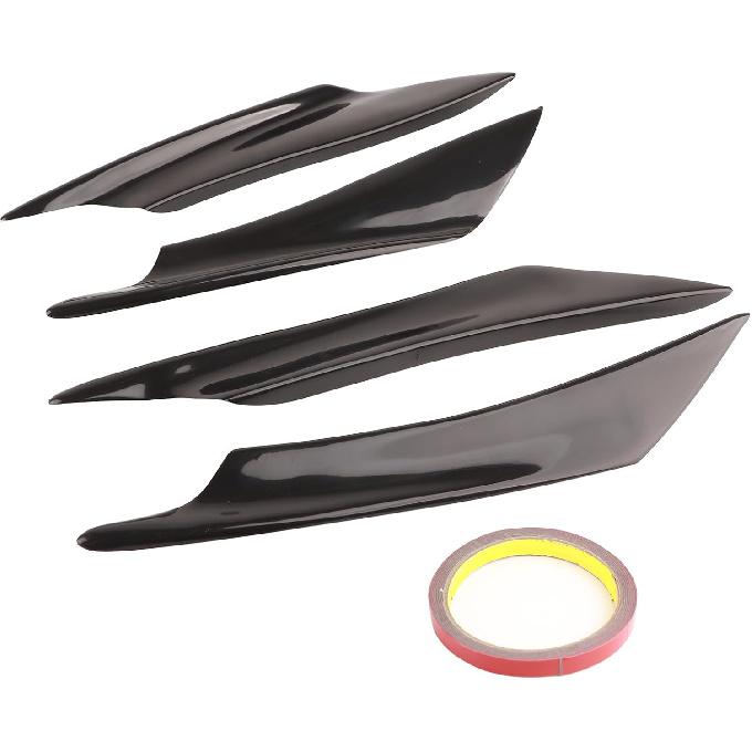 Frontstoßstangenlippe Splitter, Finnen-Canards Karosseriespoiler-Kit, 4 Stück Universeller Auto-Karosseriespoiler Frontstoßstangenlippe Splitter Finnen Zierleiste (Schwarz unlackiert)