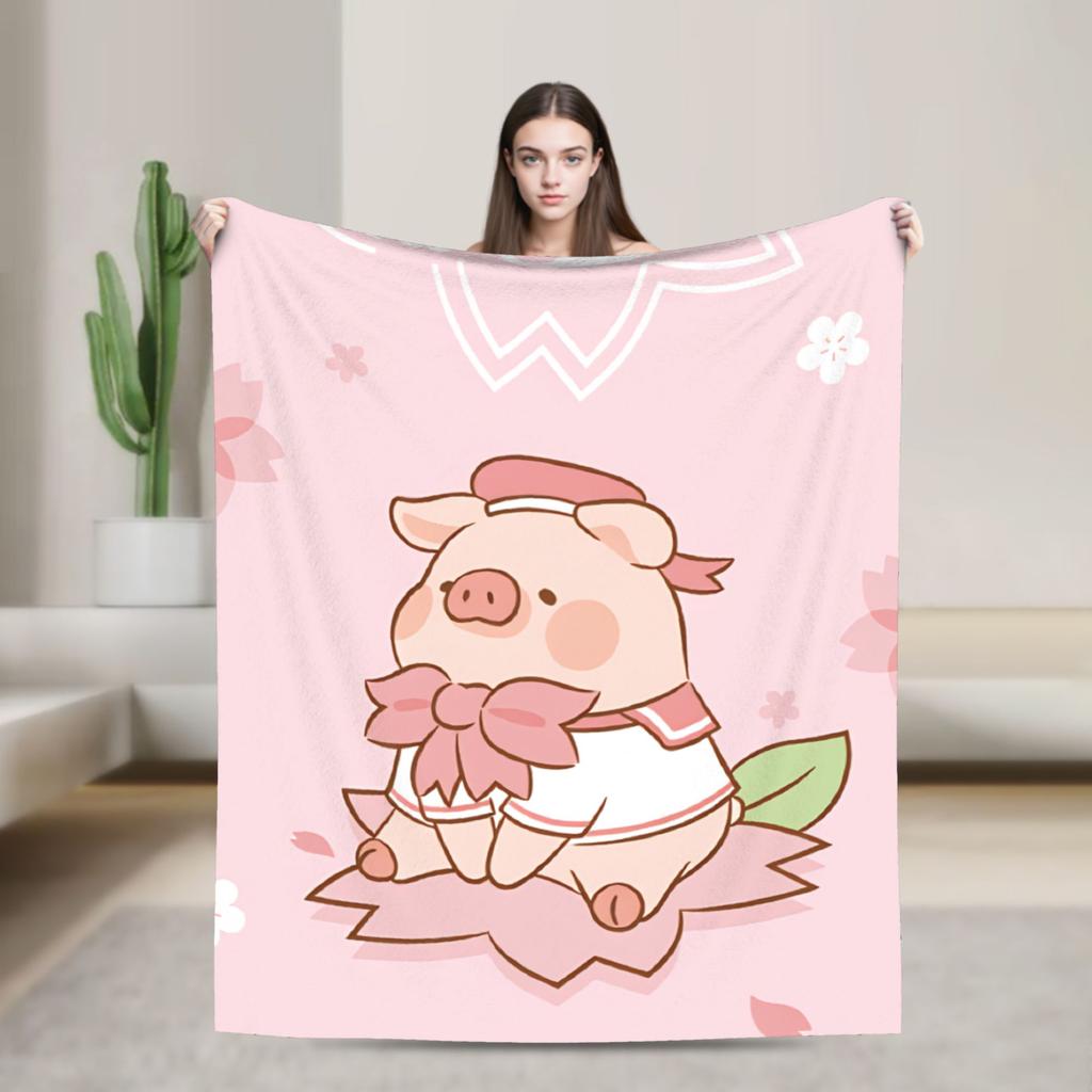 Cartoon L-Lulu Pig  Blanket  Soft Fashion Plush Bedding Throws For Couch Chair Decorative Flannel Bedspread Bed Cover