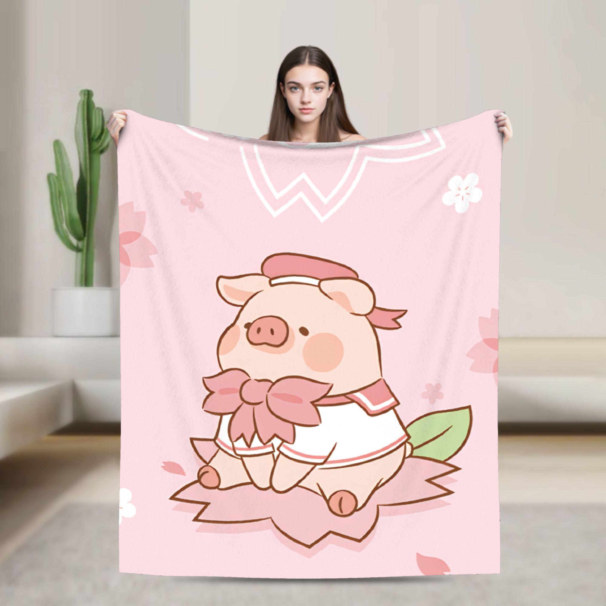 Cartoon L-Lulu Pig  Blanket Quality Soft Warm  Throw Blanket Winter Decorative Bedroom Funny Bedspread 30x40in