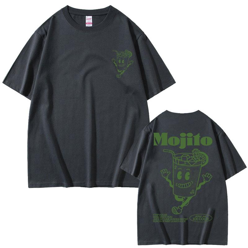 2025 Summer Funny Mojito Cocktail Graphic T-shirt Men's Cute Vintage Cartoon Oversized Tshirts Men Women Short Sleeve T Shirt