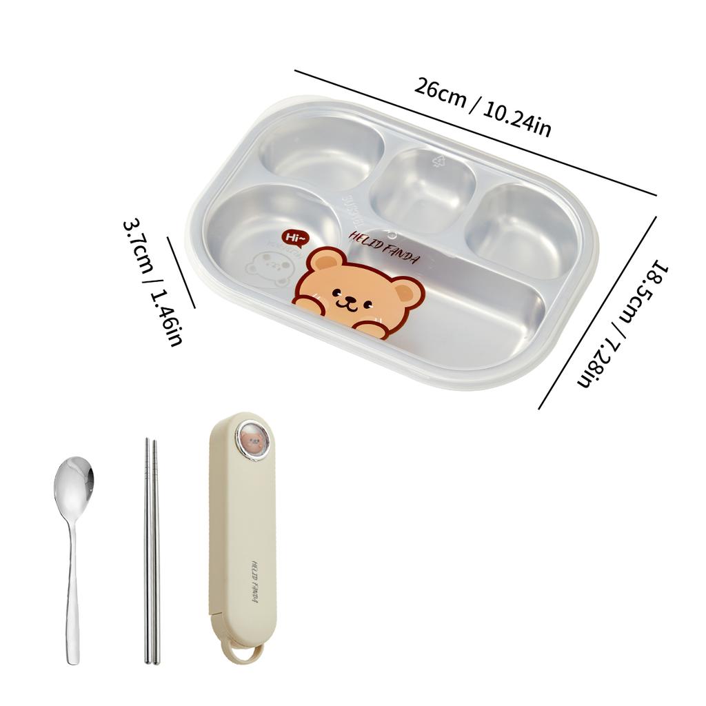 WORTHBUY 4/5 Grids 316 Stainless Steel Dinner Plate Portable Divided Lunch Box For Students Kids Large Capacity Food Contianer