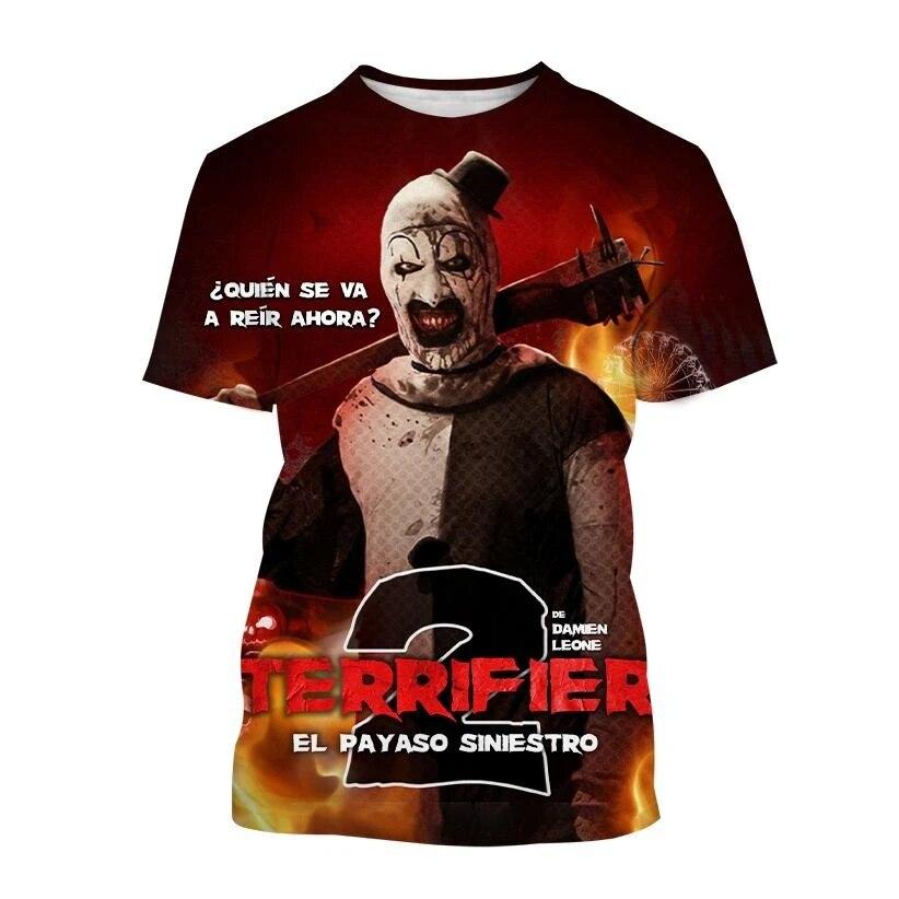 

Новая модная футболка из фильма ужасов с 3D принтом, футболка с принтом «Клоун-убийца на Хэллоуин» для мужчин и женщин, детские повседневные топы