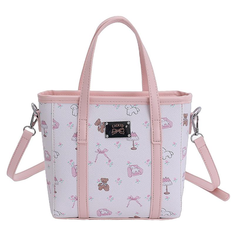 Large Capacity Bucket Bag Women's New Cartoon Printed Handbag High-end Commuter Shoulder Oblique Span Bag