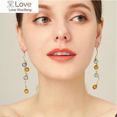 Original mundgeblasene Glaskugel-Ohrringe für Frauen, einzigartige Mix-Farbe, lange Tropfenohrringe, Modeschmuck, Blasenohrringe