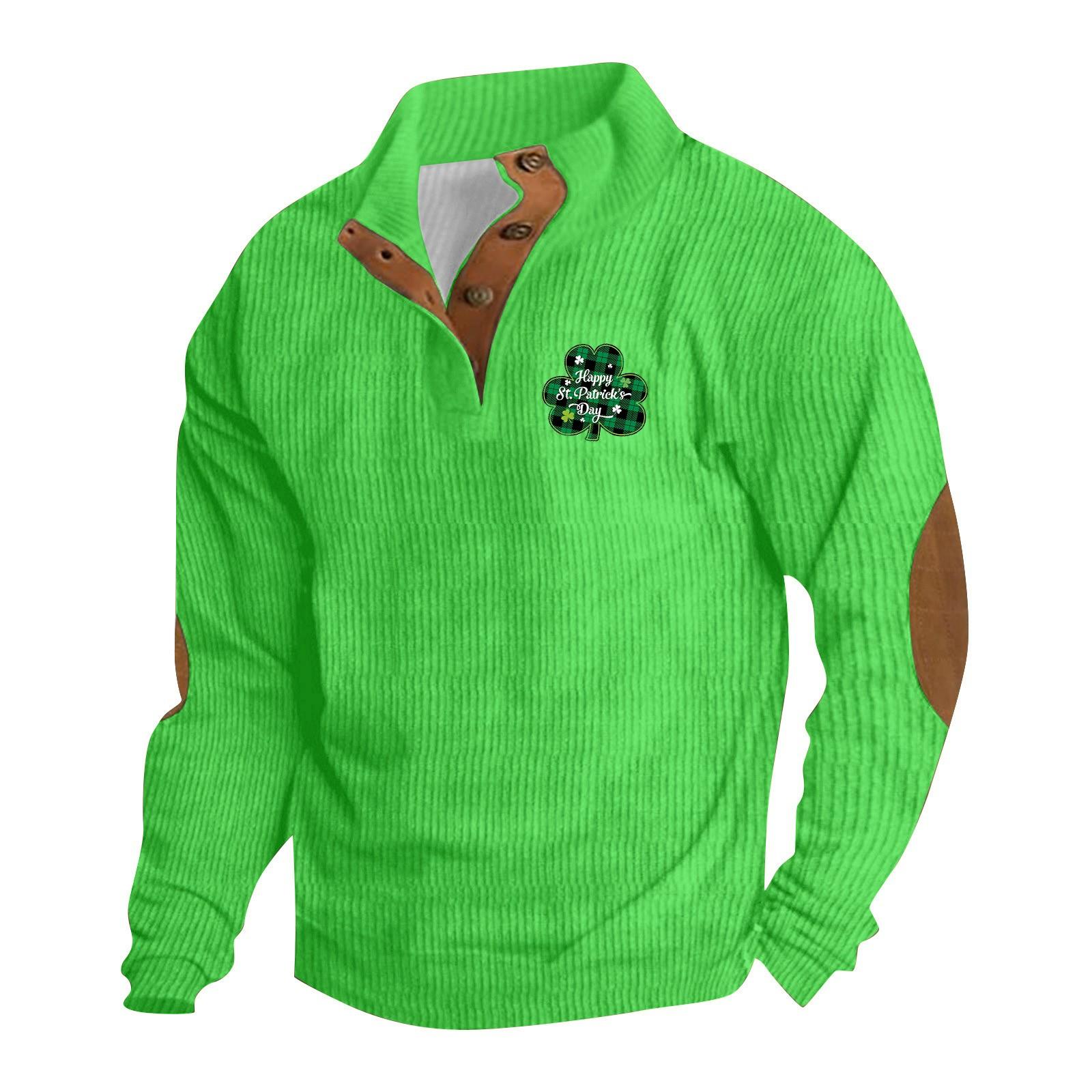 

Весенняя и мужская толстовка с воротником-стойкой — это повседневные свитера для активного отдыха, топы L зелёный