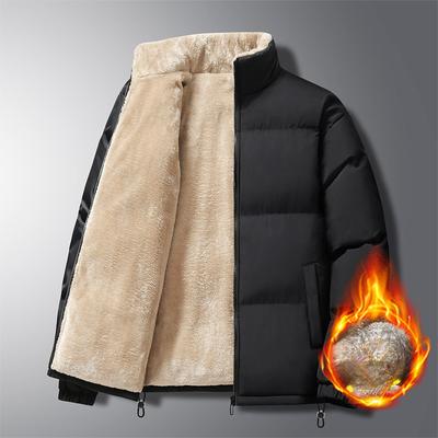 Lamb Wool Jacket Men's High-quality Velvet Thermal Stand-up Collar Cotton-padded Jacket In Winter, Youth Sports and Leisure Cotton-padded Jacket Men