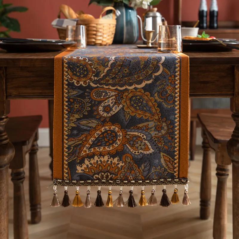 Jacquard Blue Table Runner for Dining Decoration Home Tea Table Runner Table Cover TV Cabinet Bed Runner