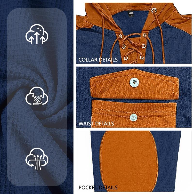 Men's New Fall Winter Hooded Sweatshirt, Casual Pullover Hoodie with Drawstring & Pockets, Long Sleeve Hooded Top for Men