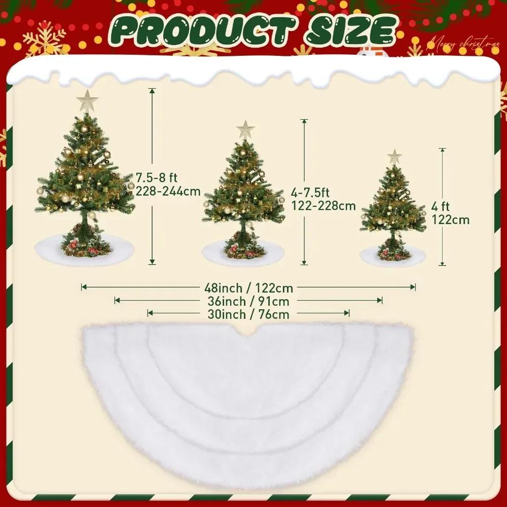 1.2m0.9m Christmas Tree Skirt White Ornaments Soft Faux Fur-like Plush Skirt for Holiday Merry Christmas Party Tree Decoration