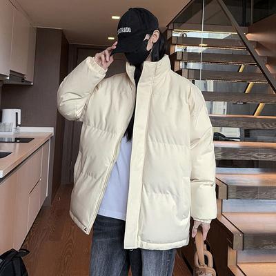 Winter Solid Color Thickened Stand-up Neck Cotton-padded Jacket Men's American Retro Loose and Versatile Cotton-padded Jacket Casual Bread Jacket